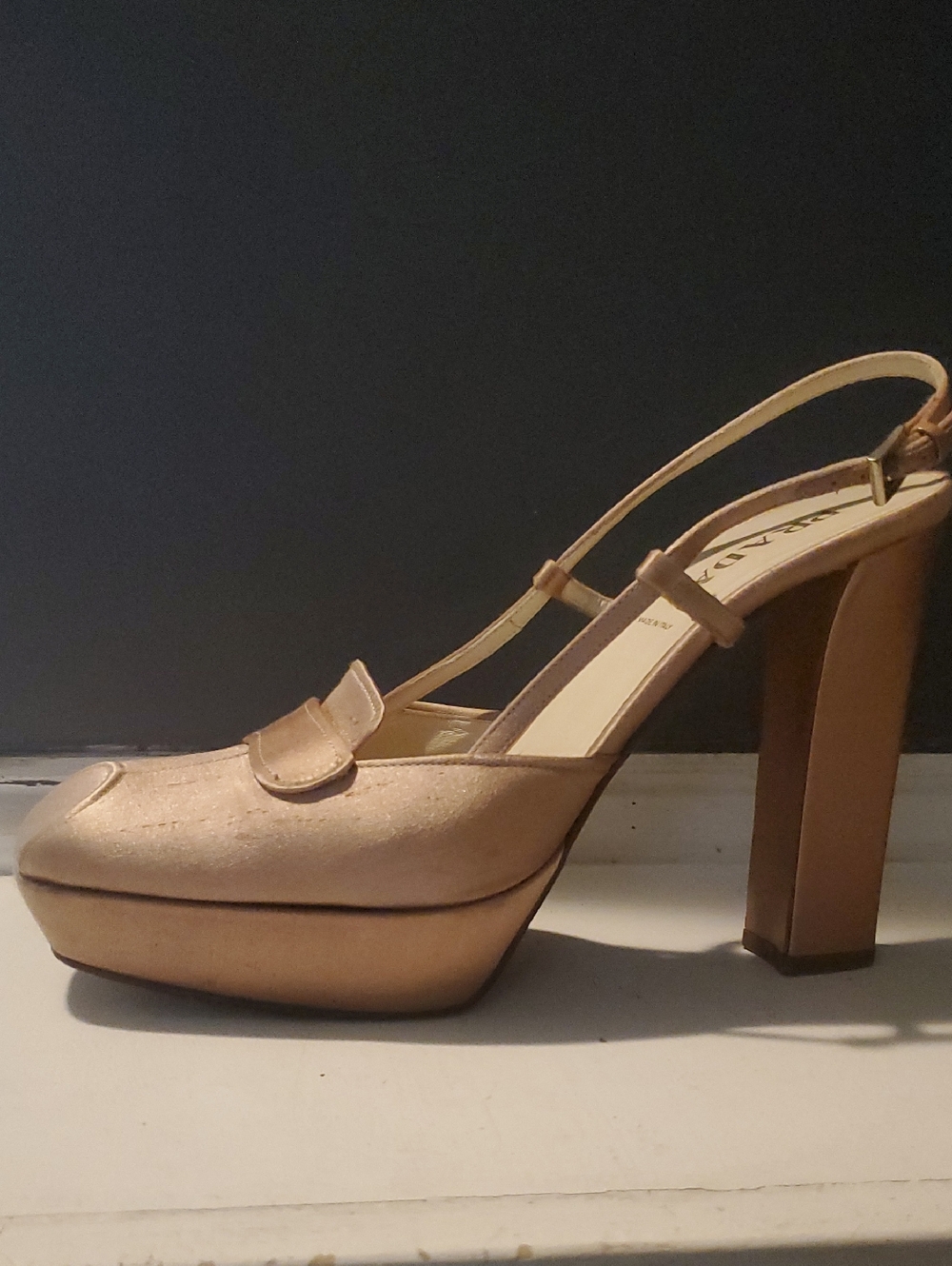 Prada Pink Satin Slingback Heels - Picture 2 of 3